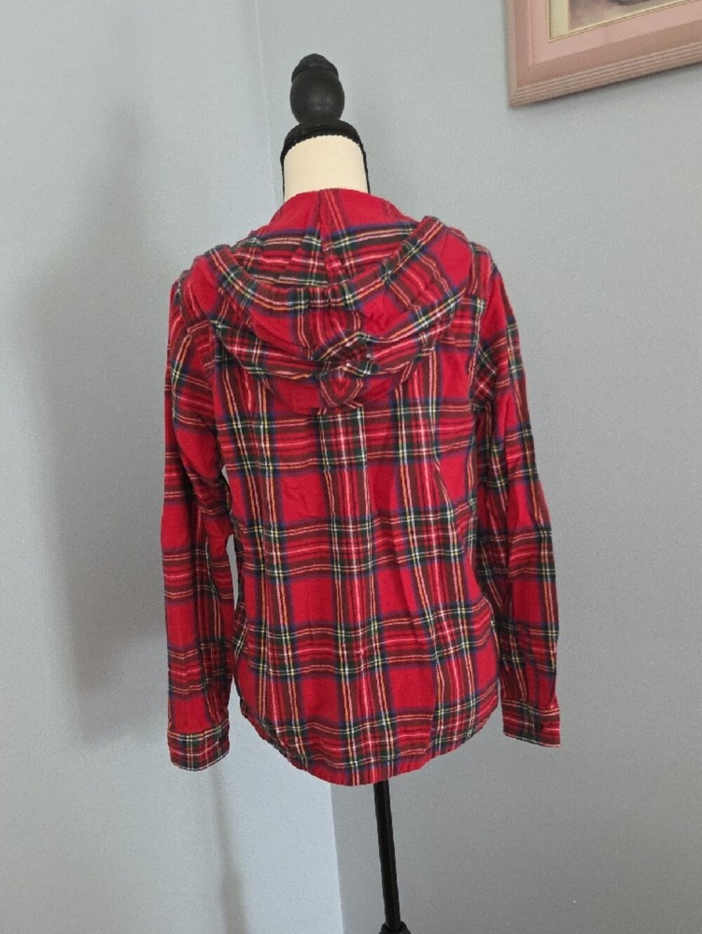 L.L. Bean Red Plaid Relaxed Fit Full-zip Hoodie - Picture 2 of 4